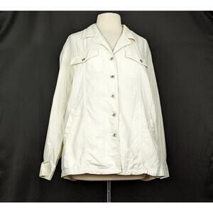 Vintage 90s Jacket Cream Linen Blend Button Front Women's Size M